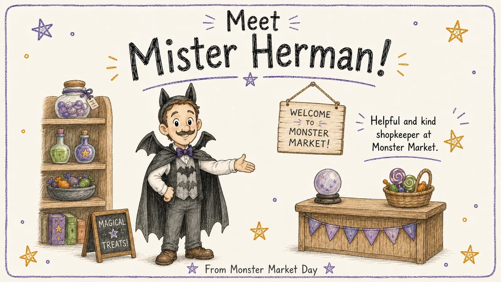 Meet Mister Herman from Monster Market Day